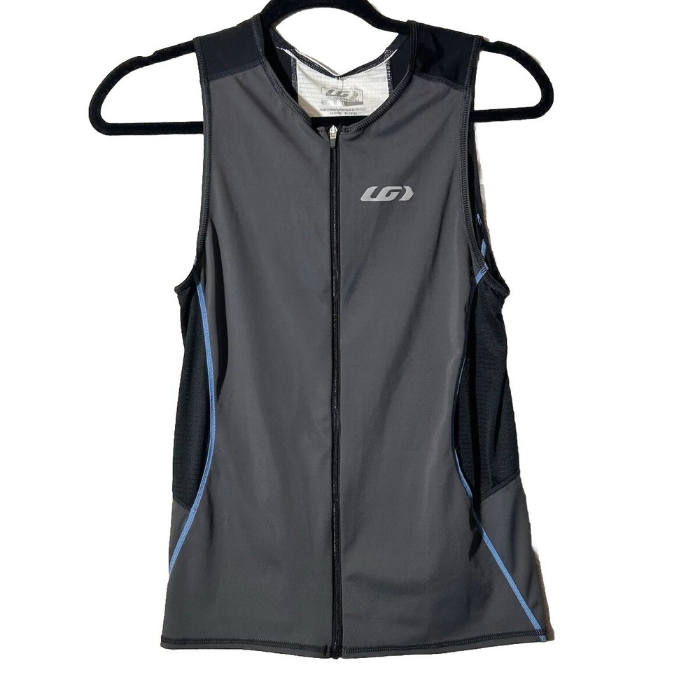 Louis‎ Garneau Triathlon Cycling Runner Men's Zip Up Vest Athletic Gray Sz M NWT